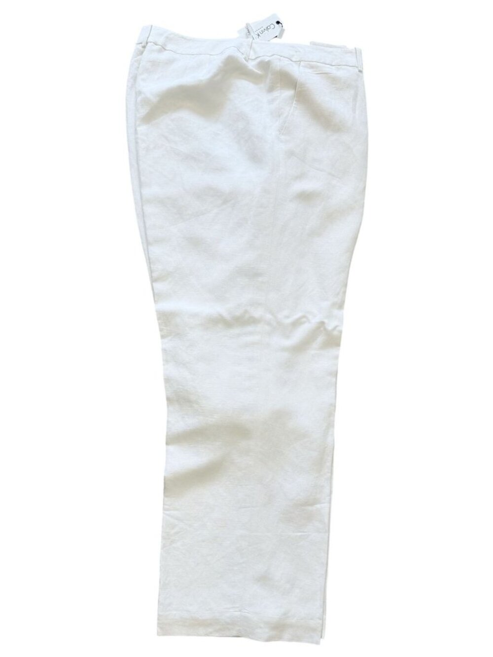 Calvin Klein Women White Straight-Leg Linen Blend Pants Career Casual 16W NWT - Picture 4 of 8
